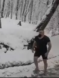 Man walking in snow