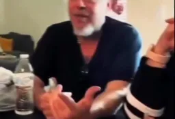 Cat's shouked look to strange boy