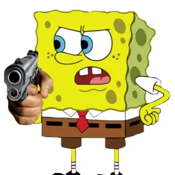 spongebob with a gun in his hand
