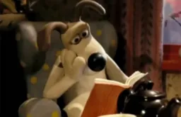 گرومیت ناراحت خیره شده به کتاب