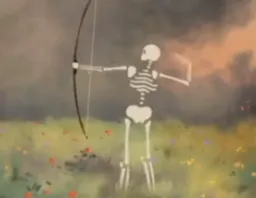 پرتاب تیر آتشین توسط اسکلت و برگشتن آن به دست خود