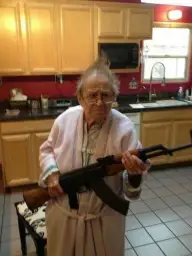 Old woman with ak-47