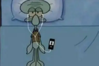 Squidward listening to music