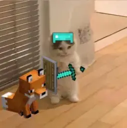 Cat playing minecraft