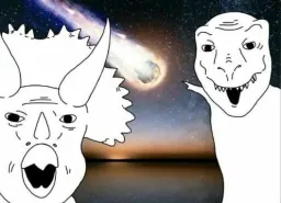 دایناسور ها درحال اشاره به شهاب سنگ