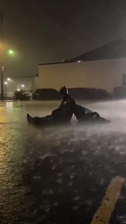 Batman Sitting Under the Rain