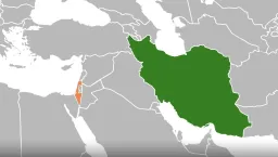 Map of Iran and Israel
