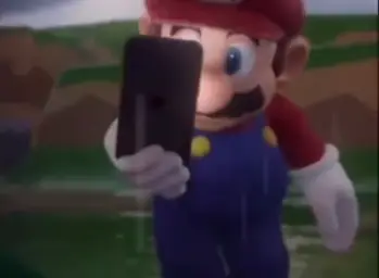 Sad Mario after looking at phone