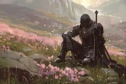Knight between the flowers