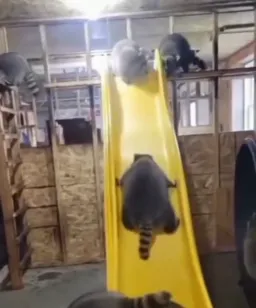 برعکس بالا رفتن راکون ها از سرسره