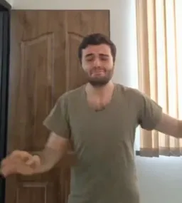 Sad man dancing with sad song