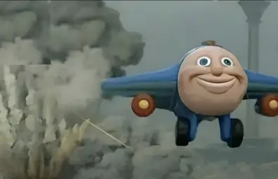 Airplane dropping bomb