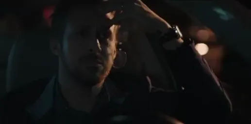 Ryan Gosling upset in the car