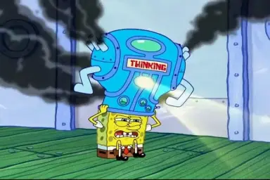 Spongebob thinking hard