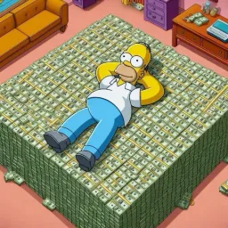 Homer Simpson Sleeps on the money