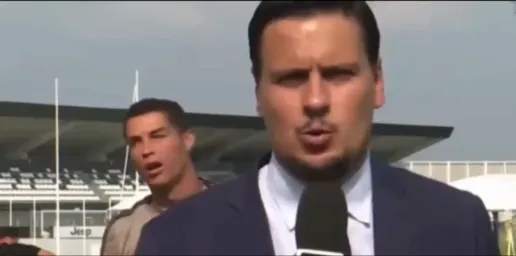 ronaldo acting fool behind the reporter