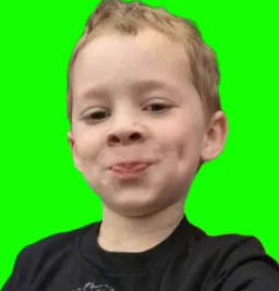 a smiling boy green screen