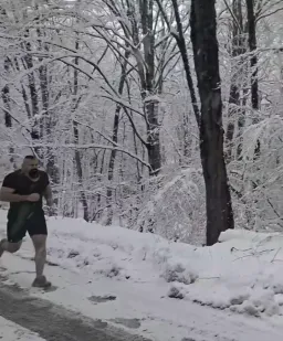 man running in snow