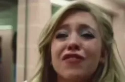 Girlfriend crying and man running inside the dark
