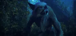 sad werewolf ( Enid ) in jungle