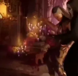 Two ghostfaces kick woman with knives