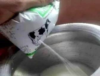 Milk plastic pouring into the pot