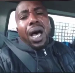 Black man crying