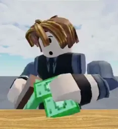 A man hitting a credit card to the desk (Roblox version)