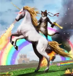 Cat raiding a unicorn