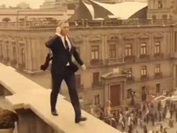 The man walking on the roof