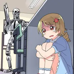 Anime Girl Hiding From a Terminator