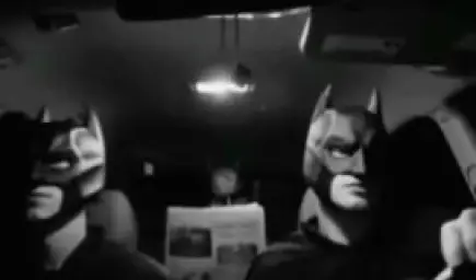 Three batmans in car