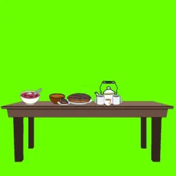 میز غذا - پرده سبز