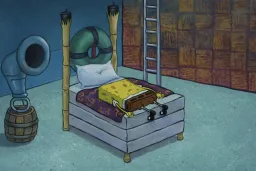 باب اسفنجی خسته،به روی تخت