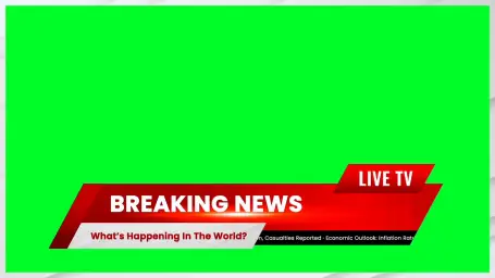 Breaking news green screen with border