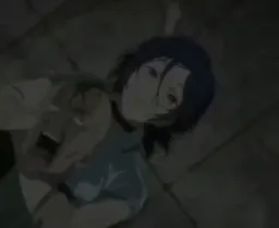 زن انیمه ای در حال کشتن مرد با نگاه پوکر فیس