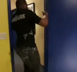 Man open and destroy the door