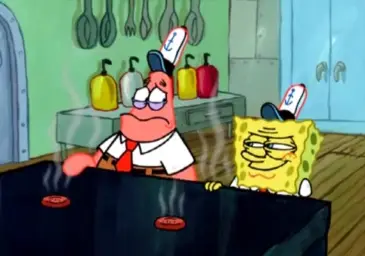 Patrick and SpongeBob at the Lobster Restaurant