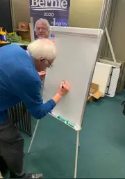 Bernie Sanders Writing on a Whiteboard