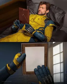 Wolverine looking at the picture frame