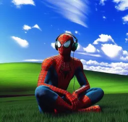 Spiderman Listening to music