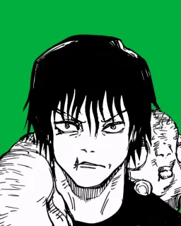 Anime man green curtain