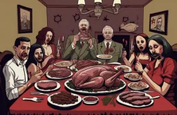 خانواده ادم خوار در حال خیره شدن به دوربین