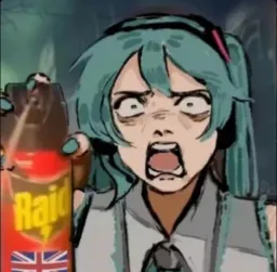 anime girl using insect killer