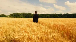 مرد در میان گندم زار