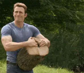 Captain America Rips Log in Half