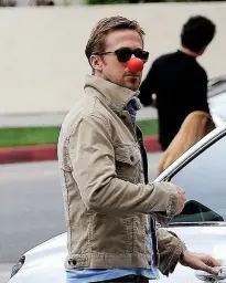 Ryan Gosling with a clown nose