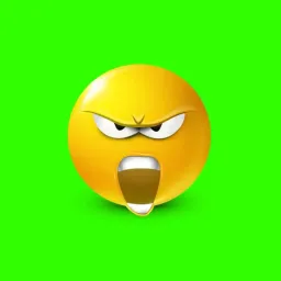 ایموجی زرد عصبانی پرده سبز ۲