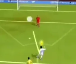 Trying to score in the Soccer Stars game