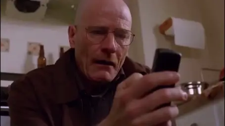 Walter white looking at phone Green screen